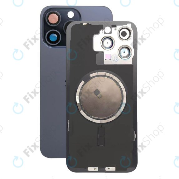 задния капак с обектив на камерата за iPhone 15 Pro Max, Blue Titanium