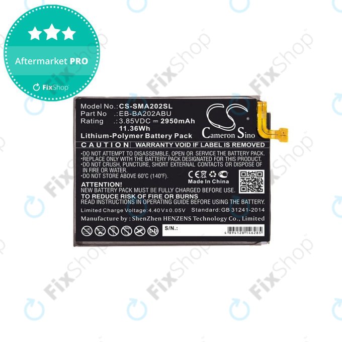 Батерия за Samsung A10e, A20e A202F, 2950mAh, Li-Pol, 3.85 V, EB-BA202ABU, HQ
