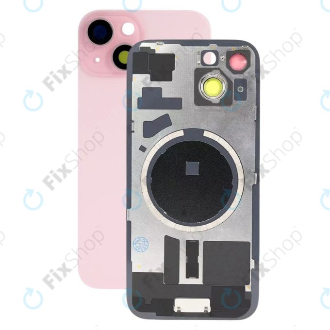 задния капак с обектив на камерата за iPhone 15, Розово, Pink
