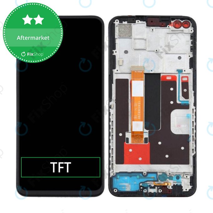 дисплей за Oppo Reno 4 Z 5G, Тъчскрийн и рамка, Ink Black, TFT