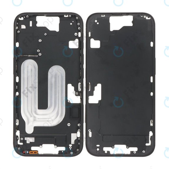 Средна рамка с бутон за включване и бутони за сила на звука за iPhone 16, Black