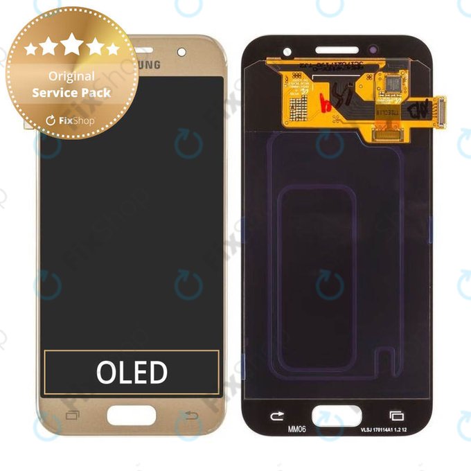 дисплей OLED за Samsung A3 A320F (2017), Тъчскрийн без рамка, GH97-19732B, GH97-19753B, Gold Sand, Genuine Service Pack