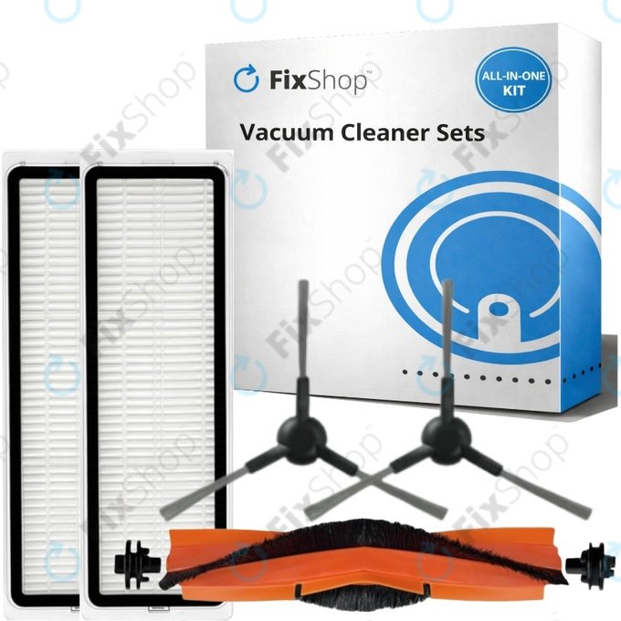 Комплект резервни части за Xiaomi Mi Robot Vacuum S20+, S10+, X20+, X10+ (1x Основна четка, 2x Филтър, 2x Странична четка – черна)