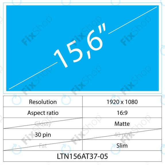 LCD Slim Matte 30 pin Full HD, 15.6