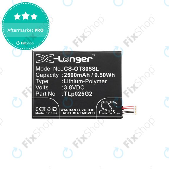 Батерия за Alcatel One Touch Pixi 8", 2500mAh, Li-Pol, 3.8V, TLp025G2, HQ