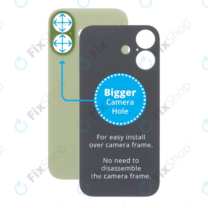 Задно стъкло на корпус с увеличен отвор за камера за iPhone 17, Sage