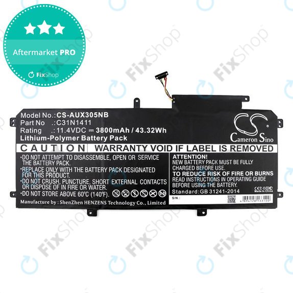 Батерия за Asus Zenbook UX305, 3800mAh, Li-Pol, 11.4V, C31N1411, HQ