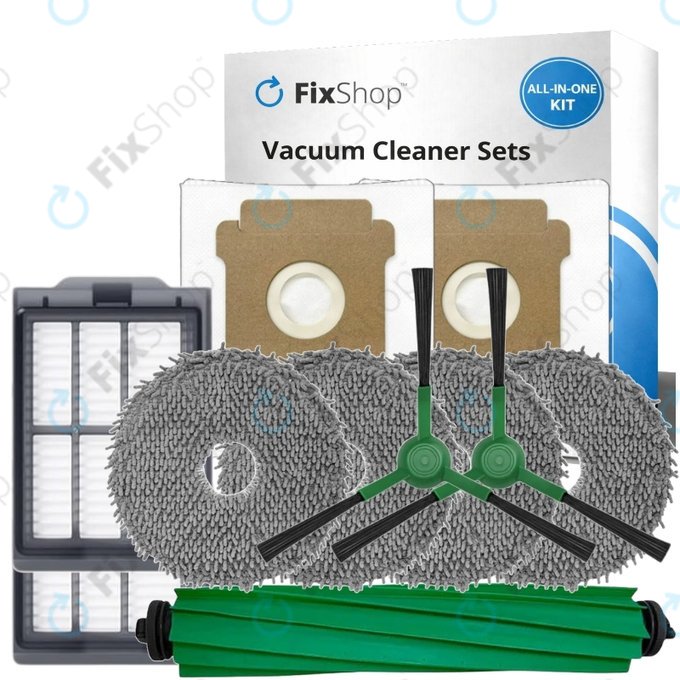 Комплект резервни части за iRobot Roomba Plus 405 Combo, 505 Combo (1x Основна четка, 2x Филтър, 2x Странична четка, 4x Моп кърпа, 2x Торба за прах)