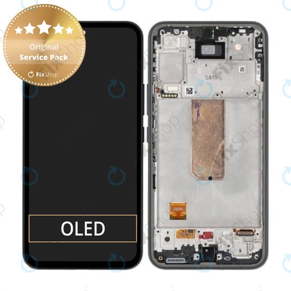 дисплей за Samsung A54 5G A546B, Тъчскрийн и рамка, GH82-31231A, GH82-31232A, черен, Black, Genuine Service Pack