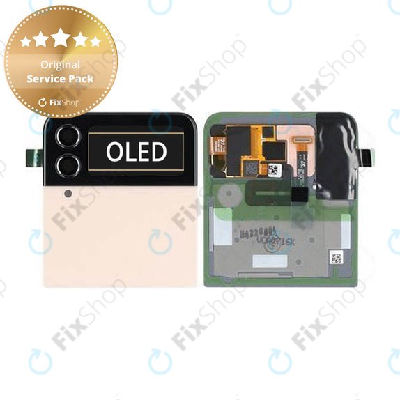 дисплей за Samsung Z Flip 4 F721B, външен, Тъчскрийн и рамка, GH97-27947C, Pink Gold, Genuine Service Pack