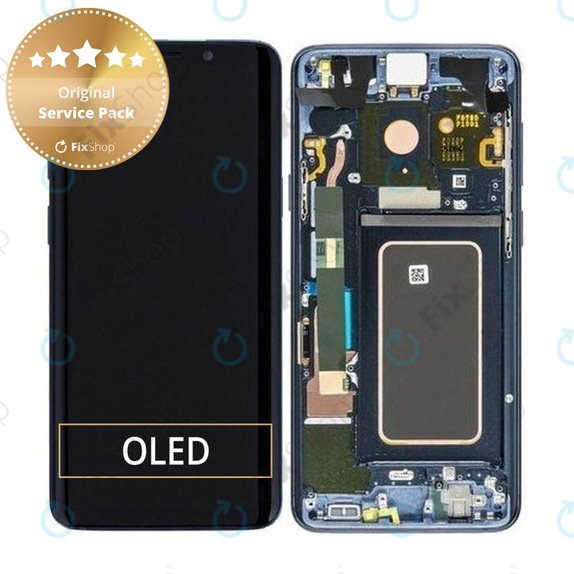 дисплей за Samsung S9 Plus G965F, G965FD, Тъчскрийн и рамка, Coral Blue, GH97-21691D, GH97-21722D, GH97-21692D, Genuine Service Pack