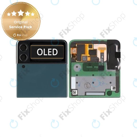 дисплей за Samsung Z Flip 3 F711B, Тъчскрийн и рамка, външен, TFT, GH97-26773C, Green, Genuine Service Pack