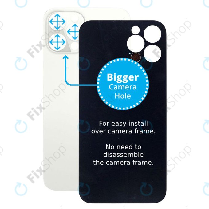 задния капак с голям отвор за камера за iPhone 12 Pro Max, Сребро, Silver