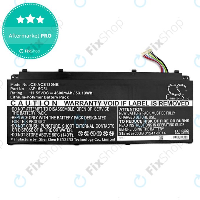 Батерия за Acer Aspire S13, Chromebook R13, 4600mAh, Li-Pol, 11.55V, AP15O3K, HQ