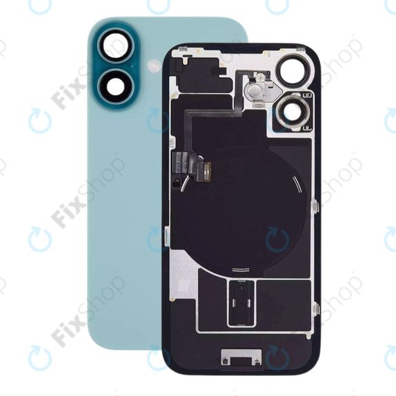 Задно стъкло на корпус + стъкло на камера + метална пластина + MagSafe магнит за iPhone 16, Teal