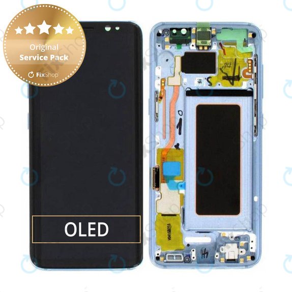 дисплей за Samsung S8 G950F, Тъчскрийн и рамка, Coral Blue, GH97-20457D, GH97-20473D, GH97-20458D, GH97-20629D, Genuine Service Pack