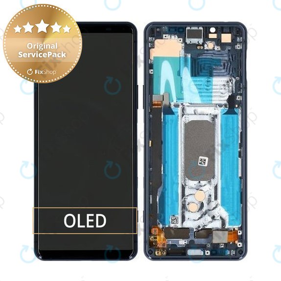 дисплей за Sony Xperia 5 II, Тъчскрийн и рамка, A5024934A, син, Blue, Genuine Service Pack
