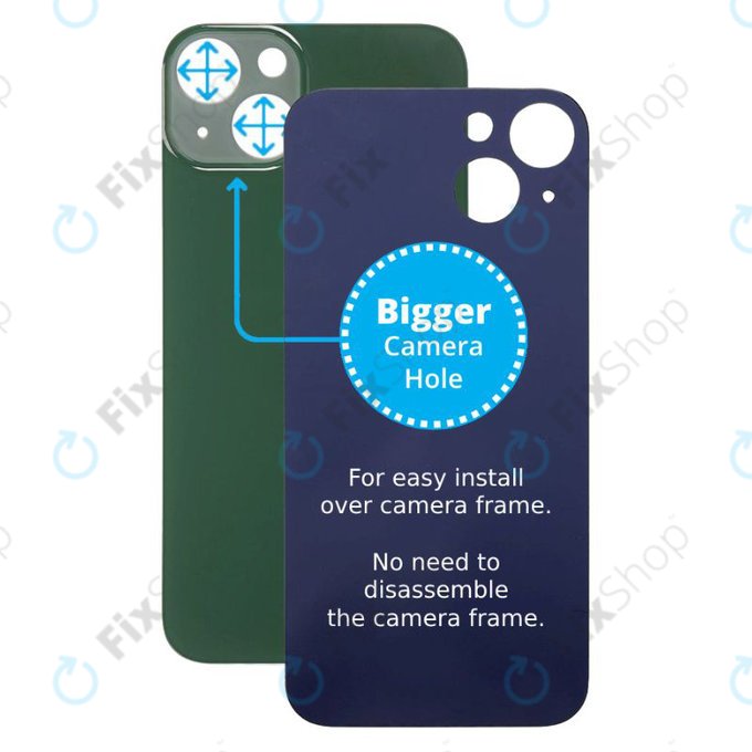 задния капак с голям отвор за камера за iPhone 13, зелен, Green