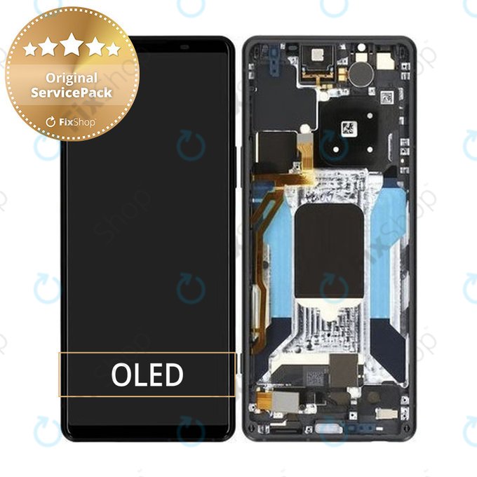 дисплей за Sony Xperia 5 IV XQ-CQ54, Тъчскрийн и рамка, A5050962A, черен, Black, Genuine Service Pack