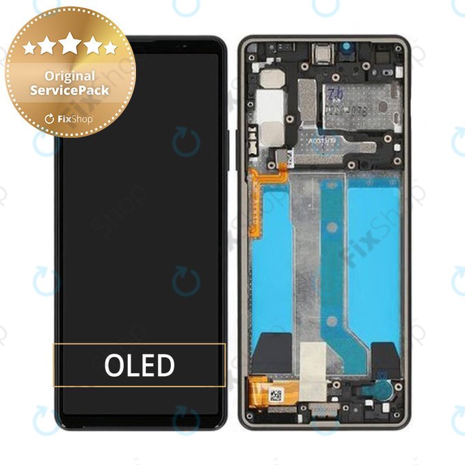 дисплей за Sony Xperia 10 IV XQCC54, Тъчскрийн и рамка, TFT, A5047173A, черен, Black, Genuine Service Pack