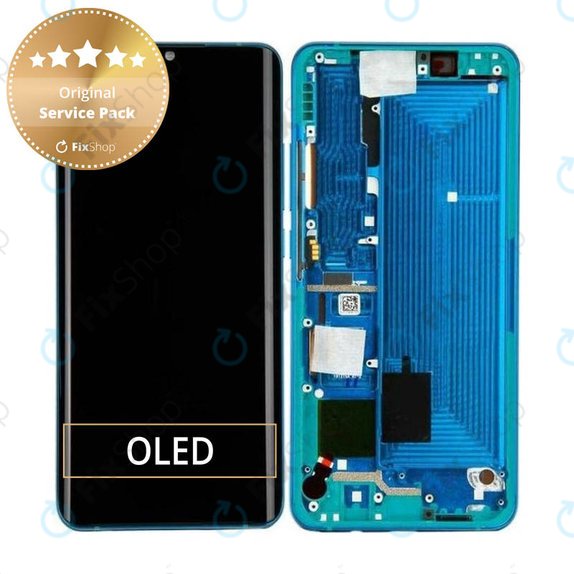 дисплей за Xiaomi Mi Note 10, Mi Note 10 Pro, Тъчскрийн и рамка, 56000100F400, Aurora Green, Genuine Service Pack