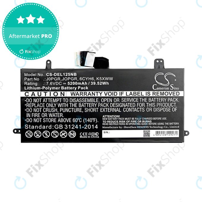 Батерия за Dell Latitude 5290, Latitude 12 5285, 5200mAh, Li-Pol, 7.6V, J0PGR, HQ