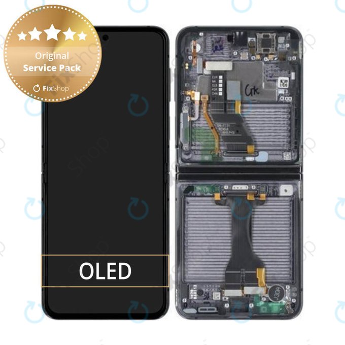 дисплей за Samsung Z Flip 5 F731B, Тъчскрийн и рамка, GH82-31827A, Graphite, Genuine Service Pack