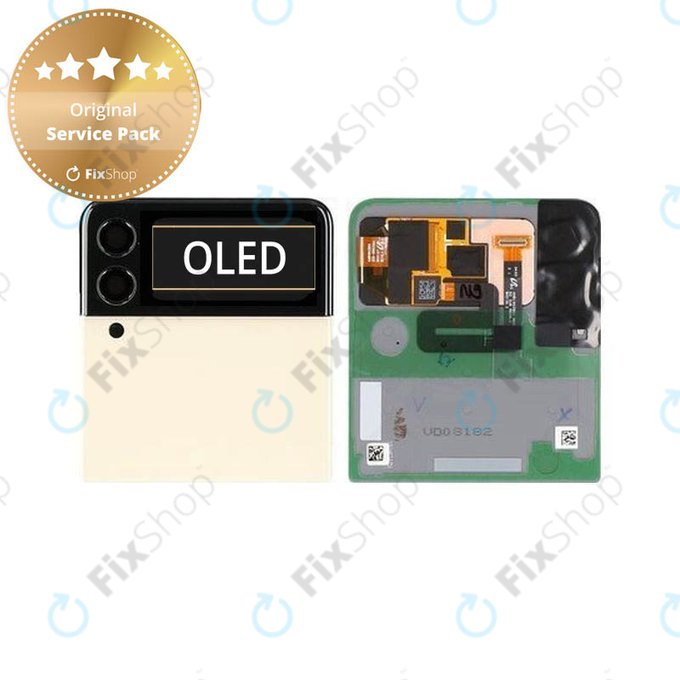 дисплей за Samsung Z Flip 3 F711B, Тъчскрийн и рамка, външен, GH97-26773B, Cream, Genuine Service Pack