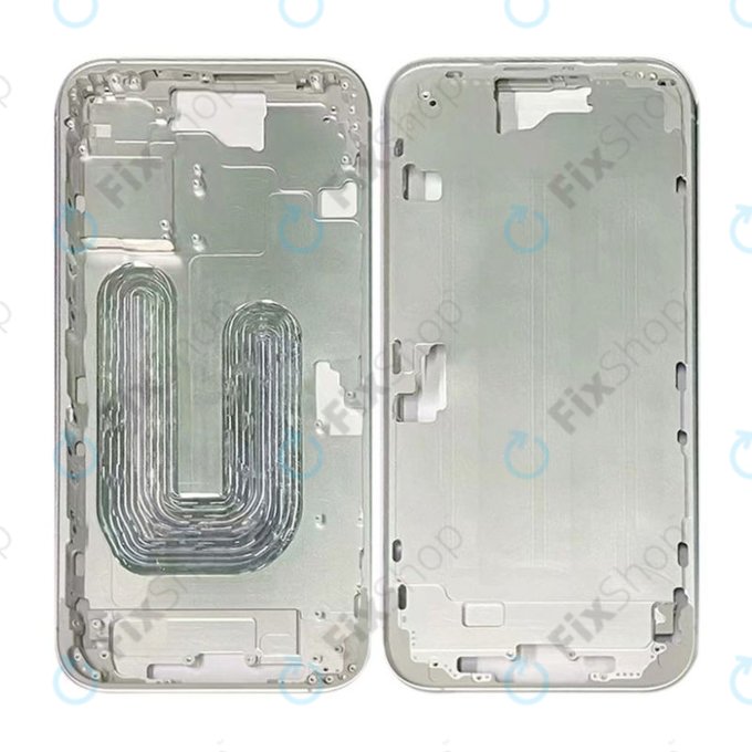 Средна рамка с бутон за включване и бутони за сила на звука за iPhone 16, White