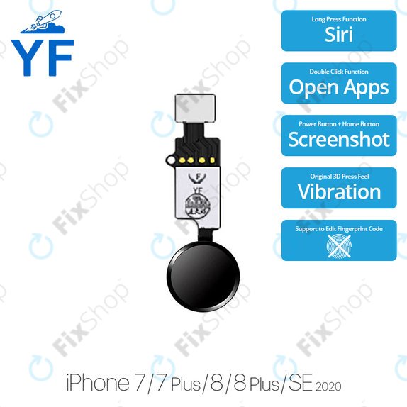 Начален бутон за iPhone 7, 7 Plus, 8, 8 Plus, SE (2020), SE (2022) YF, Space Gray, Black