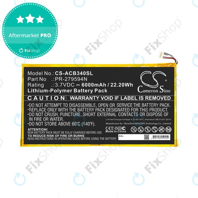 Батерия за Acer Iconia One 10 B3-A40, 6000mAh, Li-Pol, 3.7V, PR-279594N, HQ