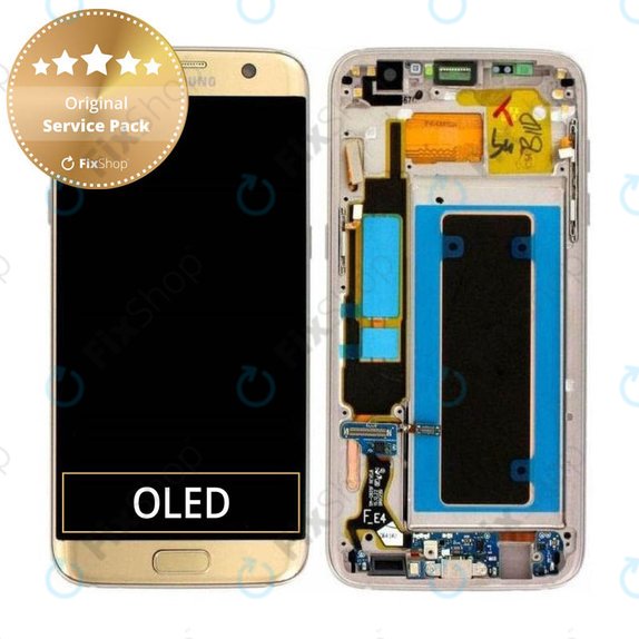 дисплей за Samsung S7 Edge G935F, Тъчскрийн и рамка, Злато, Gold, GH97-18533C, GH97-18594C, GH97-18767C, Genuine Service Pack
