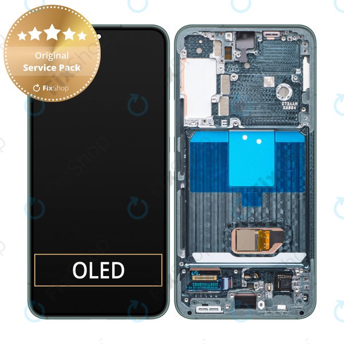 дисплей за Samsung S22 S901B, Тъчскрийн и рамка, GH82-27520C, GH82-27521C, Green, Genuine Service Pack