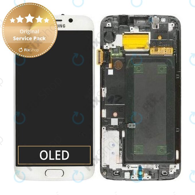 дисплей за Samsung S6 Edge G925F, Тъчскрийн и рамка, White Pearl, GH97-17162B, GH97-17317B, GH97-17334B, Genuine Service Pack