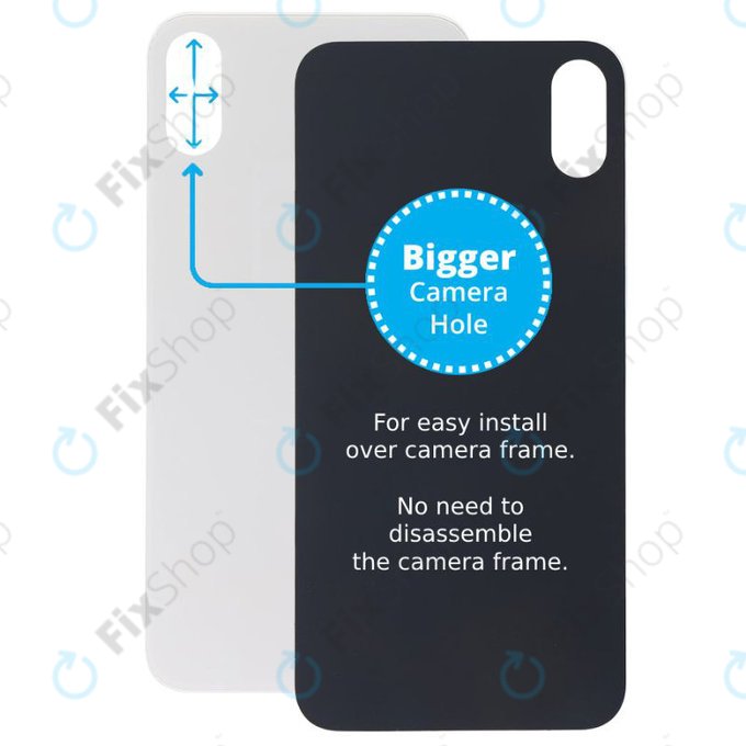 задния капак с голям отвор за камера за iPhone XS Max, бял, White