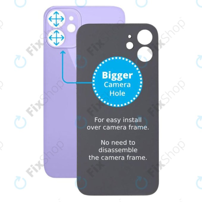 задния капак с голям отвор за камера за iPhone 12 Mini, лилав. Purple
