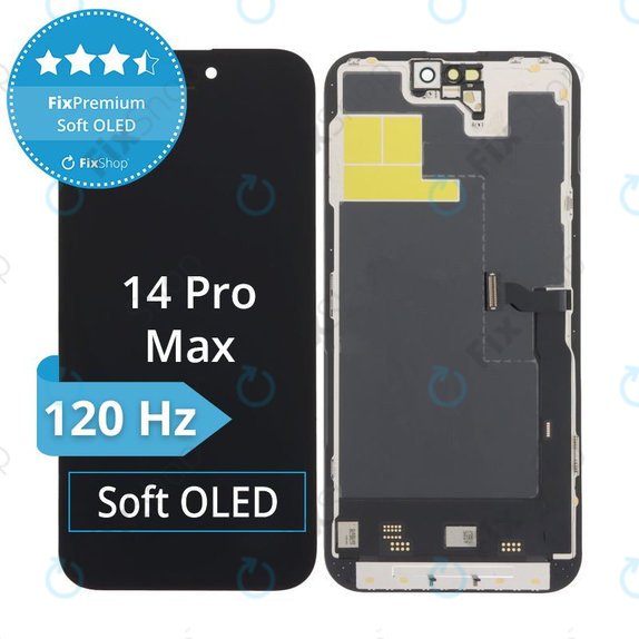 Дисплей Soft OLED 120Hz за iPhone 14 Pro Max, Тъчскрийн с рамка, FixPremium