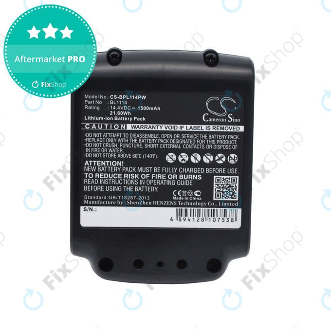 Батерия за Black & Decker ASL146BT12A, LBXR16, SSL20SB, 1500mAh, Li-Ion, 14.4V, BL1114, HQ