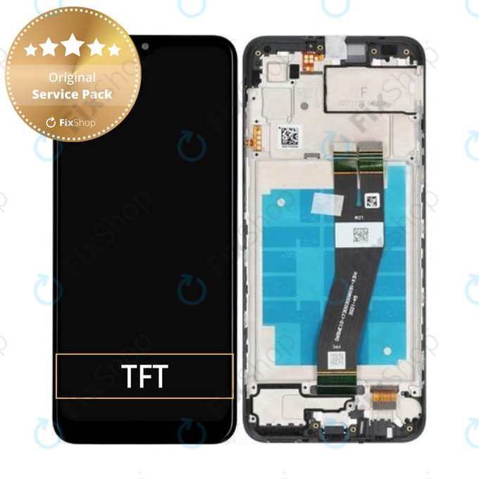 дисплей за Samsung A03 A035G, Тъчскрийн и рамка, TFT, GH81-21626A, черен, Black, Genuine Service Pack