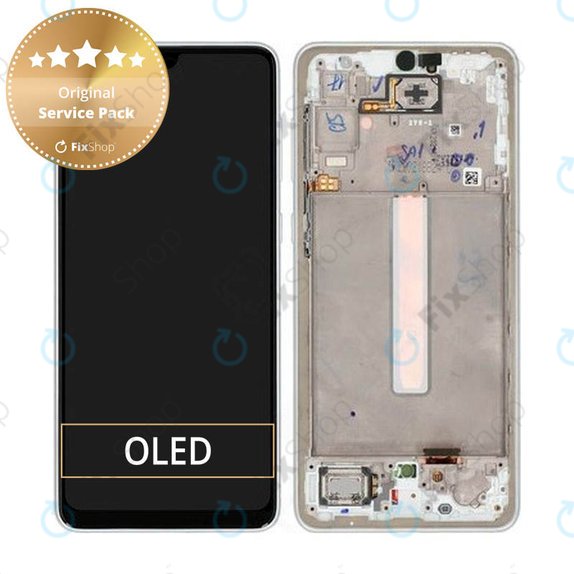 дисплей за Samsung A33 5G A336B, Тъчскрийн и рамка, TFT, GH82-28143B, GH82-28144B, Awesome White, Genuine Service Pack