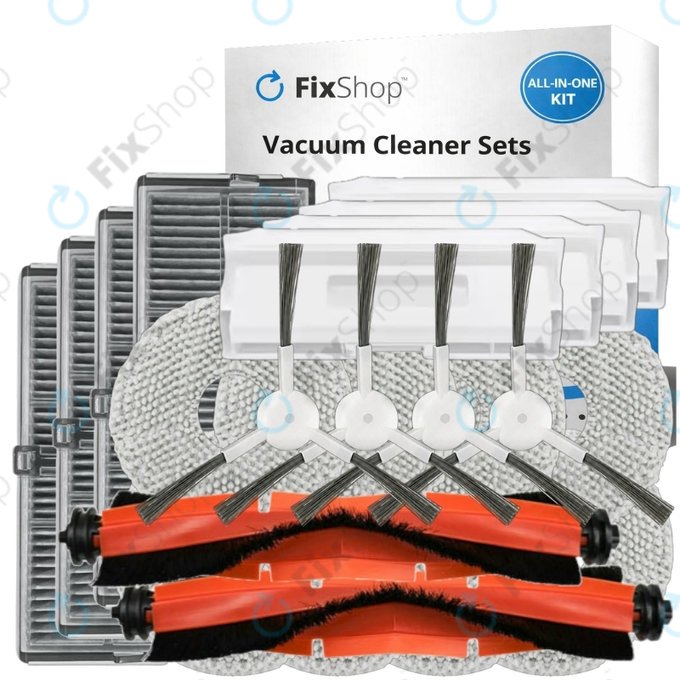 Комплект резервни части за Xiaomi Robot Vacuum H40 - Complete set XL (2x Основна четка, 4x Филтър, 4x Странична четка, 8x Моп кърпа, 4x Торба за прах)