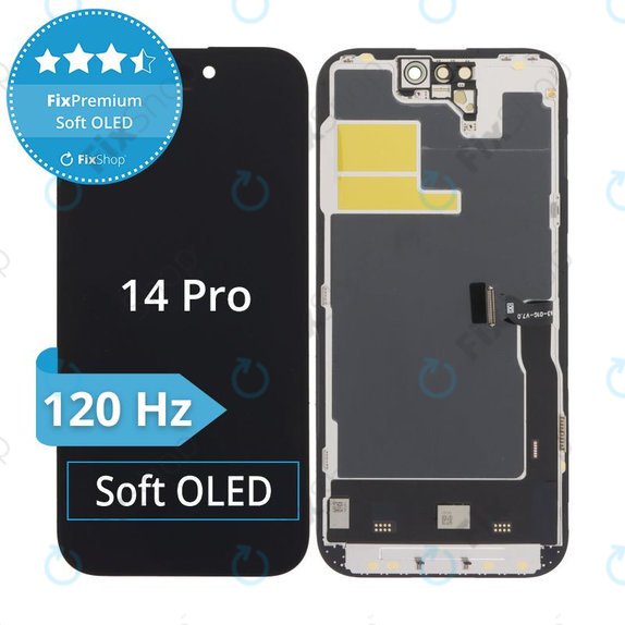 Дисплей Soft OLED 120Hz за iPhone 14 Pro, Тъчскрийн с рамка, FixPremium