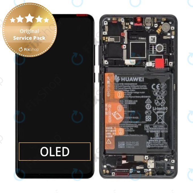 Дисплей с тъчскрийн, рамка и батерия за Huawei P30, 02352NLL, 02354HLT, 0254HMG, черен, Black, Genuine Service Pack