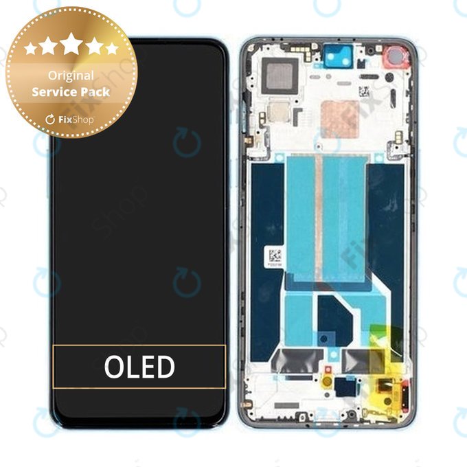 дисплей за OnePlus Nord 2 5G, Тъчскрийн и рамка, 2011100359, Blue Haze, Genuine Service Pack