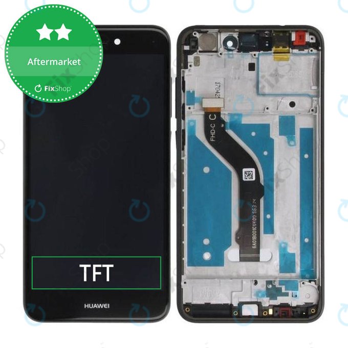 дисплей за Huawei P9 Lite (2017), Honor 8 Lite, Тъчскрийн и рамка, черен, Black, TFT