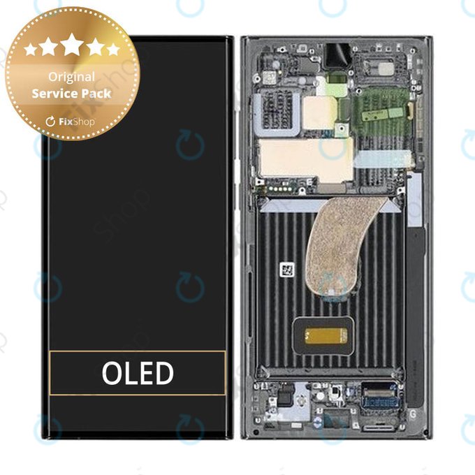 дисплей за Samsung S23 Ultra S918B, Тъчскрийн и рамка, GH82-30466C, GH82-30465C, зелен, Green, Genuine Service Pack