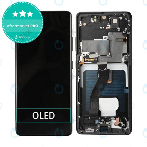 дисплей OLED за Samsung S21 Ultra G998B, Тъчскрийн и рамка, Phantom Black