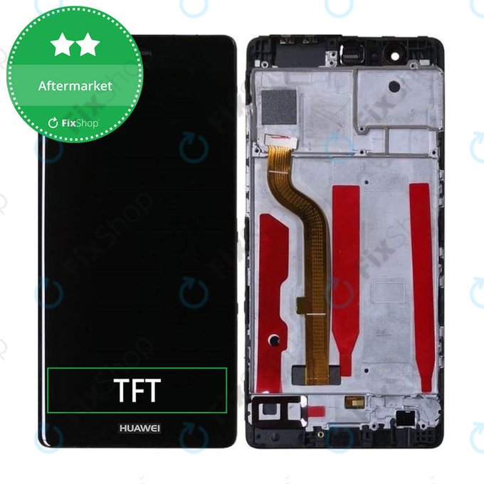 дисплей за Huawei P9, Тъчскрийн и рамка, черен, Black, TFT