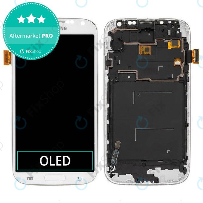 дисплей OLED за Samsung S4 i9500, Тъчскрийн и рамка, White Frost
