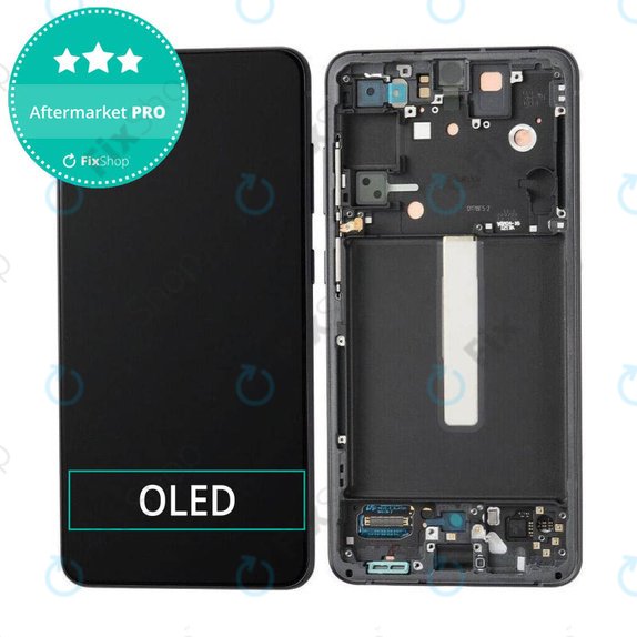 дисплей OLED за Samsung S21 FE G990B, Тъчскрийн и рамка, черен, Black